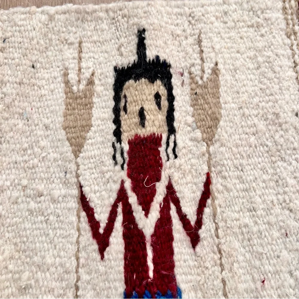 Navajo Yei Pictorial Weaving Handmade Rug Vintage Native American Art 18.5 X 13”